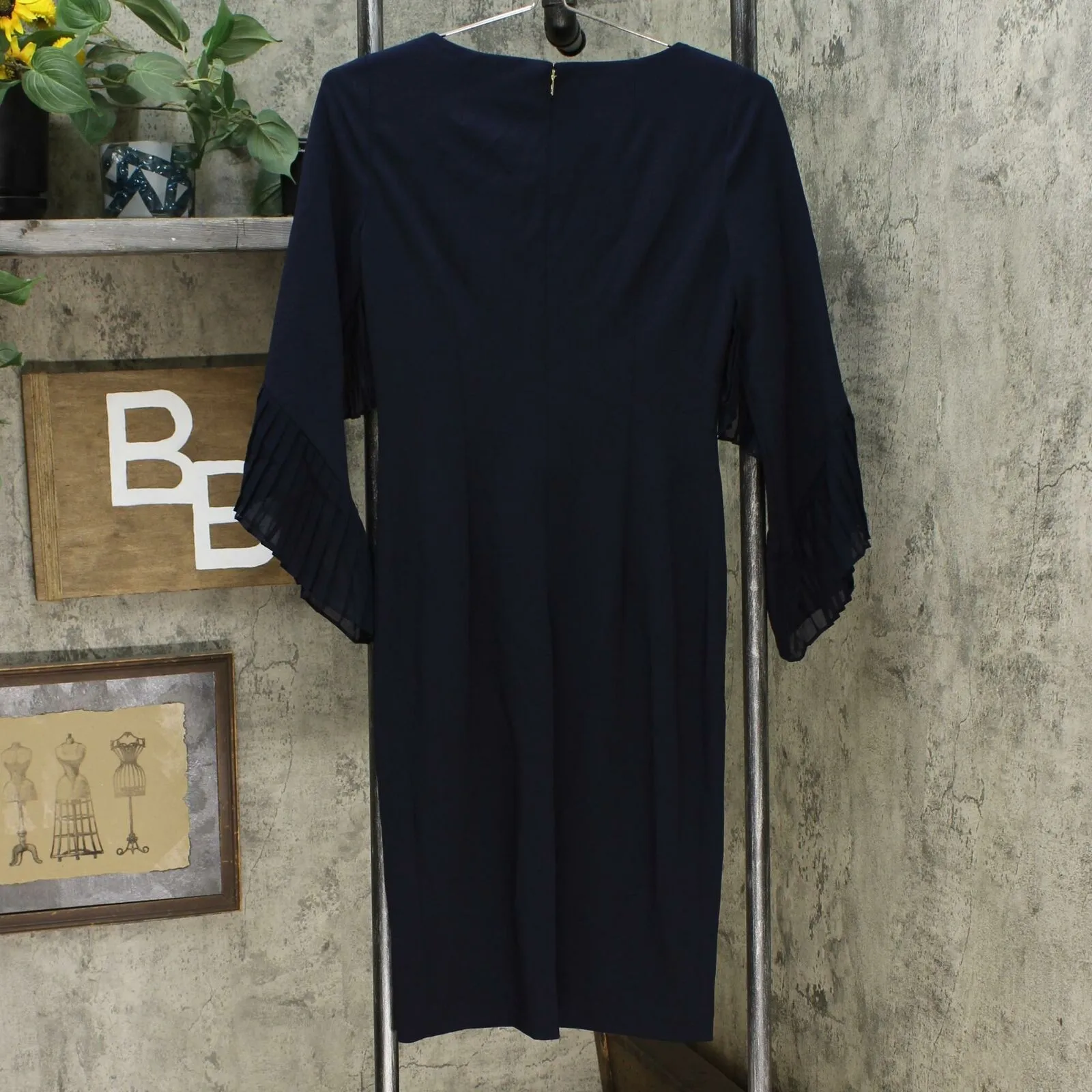 New DKNY Womens Pleated Bell-Sleeve Sheath Dress. DD8I1406-NEW 2