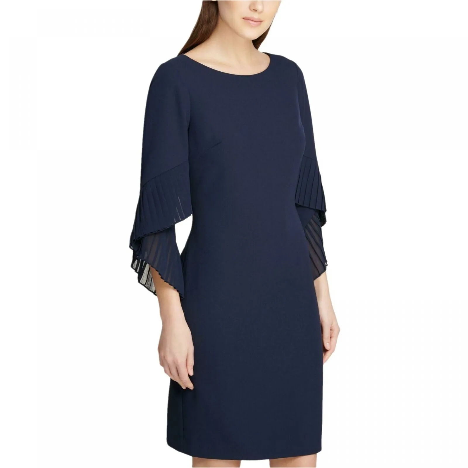 New DKNY Womens Pleated Bell-Sleeve Sheath Dress. DD8I1406-NEW 2