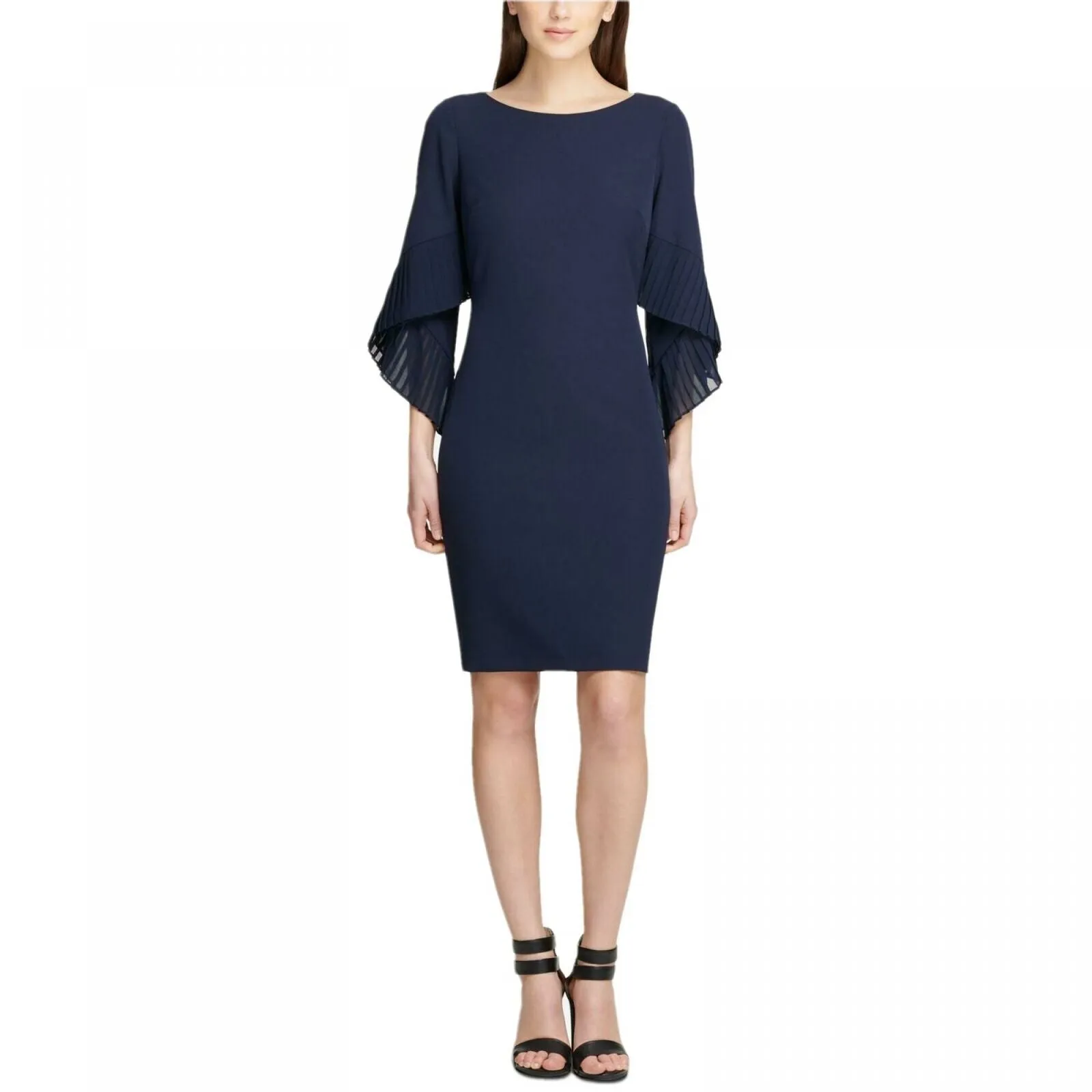 New DKNY Womens Pleated Bell-Sleeve Sheath Dress. DD8I1406-NEW 2