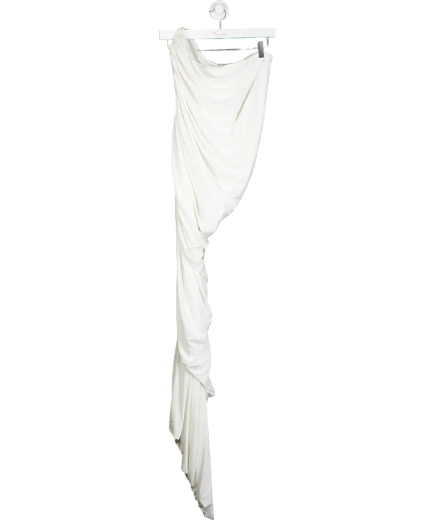 Norma Kamali White Diana One Shoulder Ruched Dress UK L