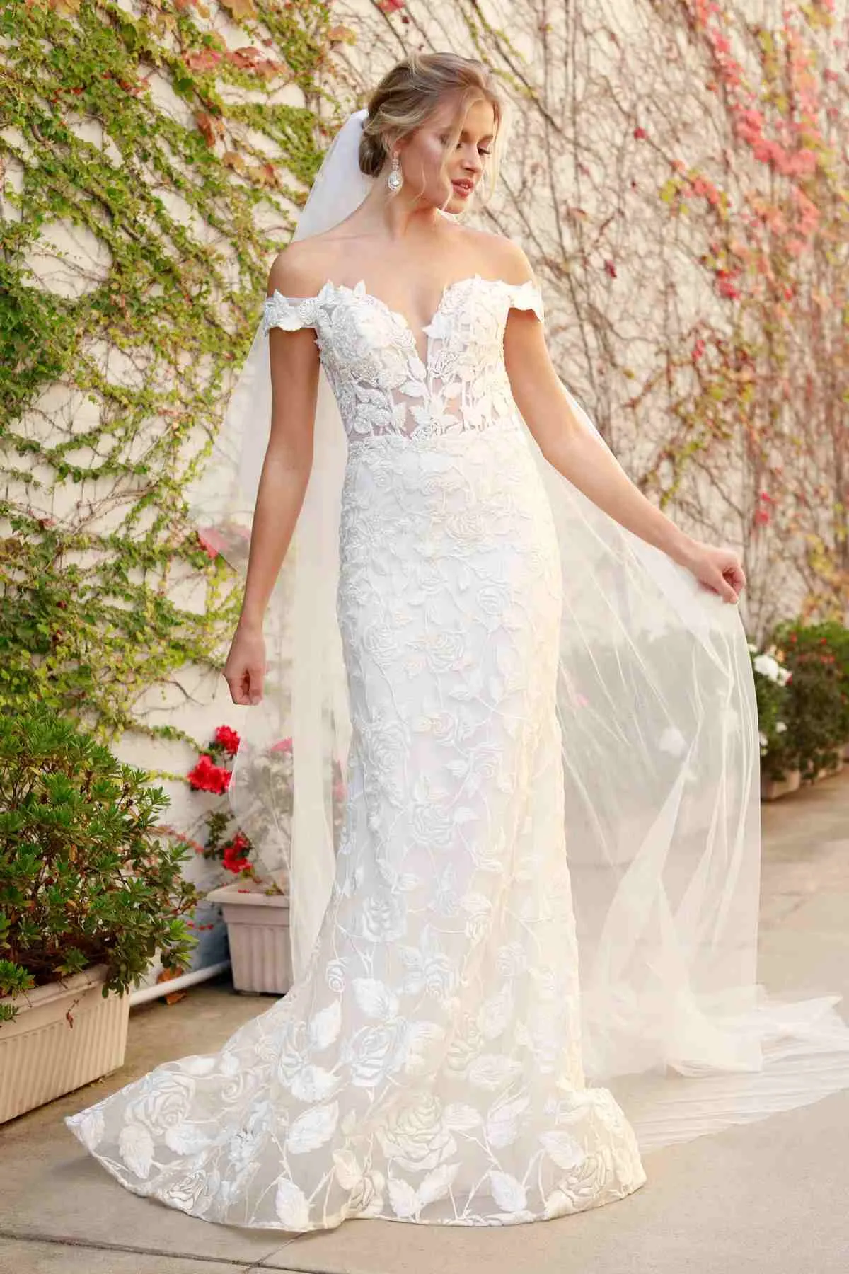 Nox Anabel C439 Off The Shoulder Boho Inspired Lace Mermaid Gown