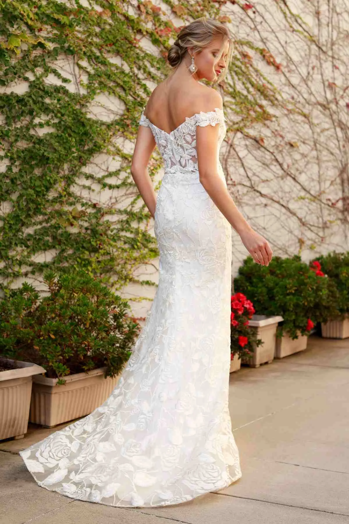 Nox Anabel C439 Off The Shoulder Boho Inspired Lace Mermaid Gown