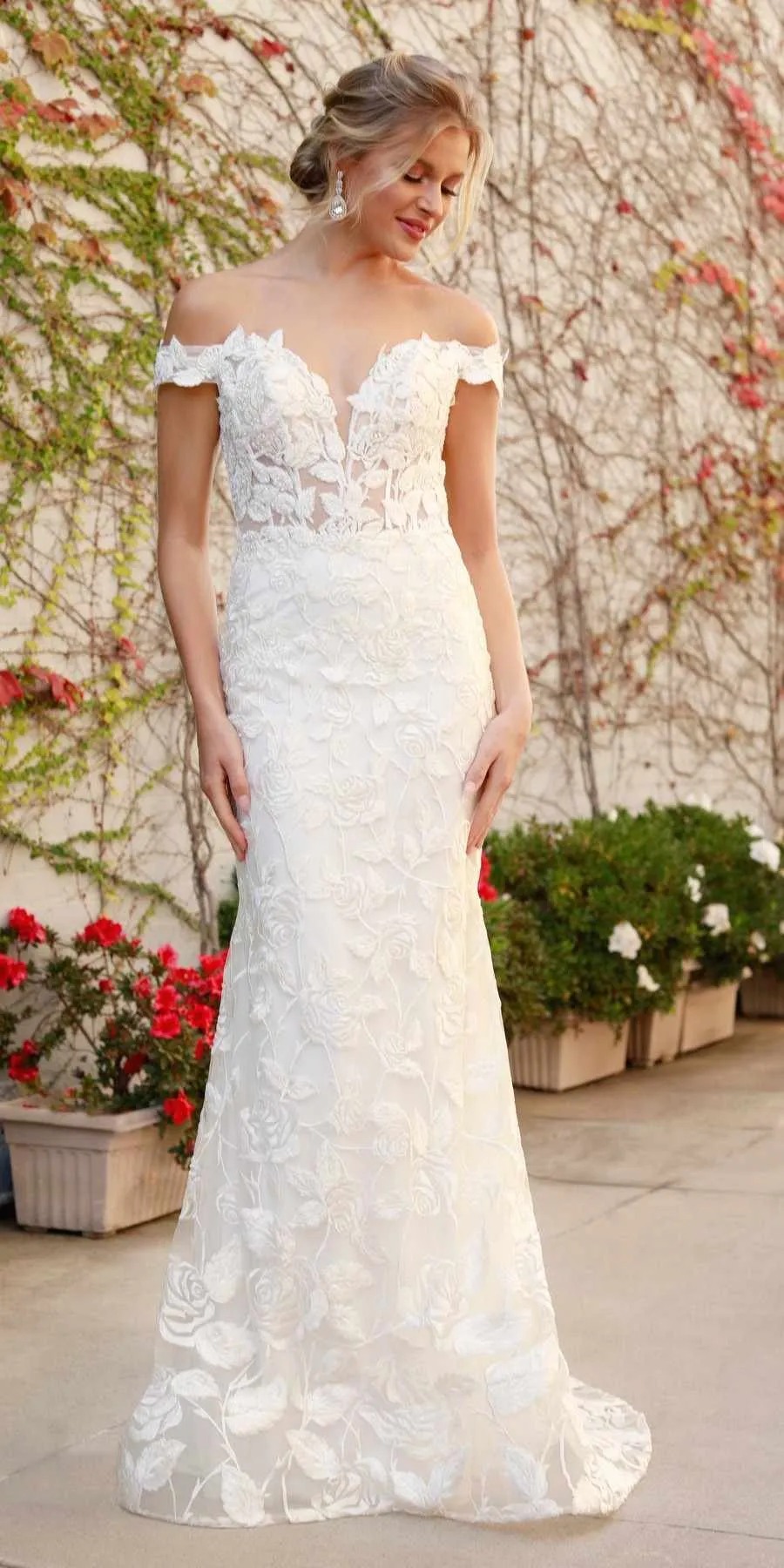 Nox Anabel C439 Off The Shoulder Boho Inspired Lace Mermaid Gown