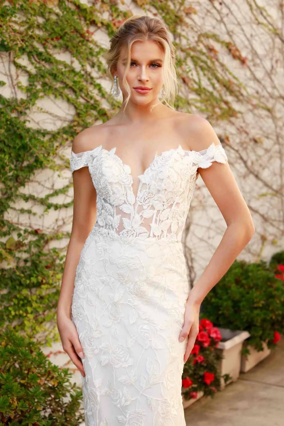 Nox Anabel C439 Off The Shoulder Boho Inspired Lace Mermaid Gown