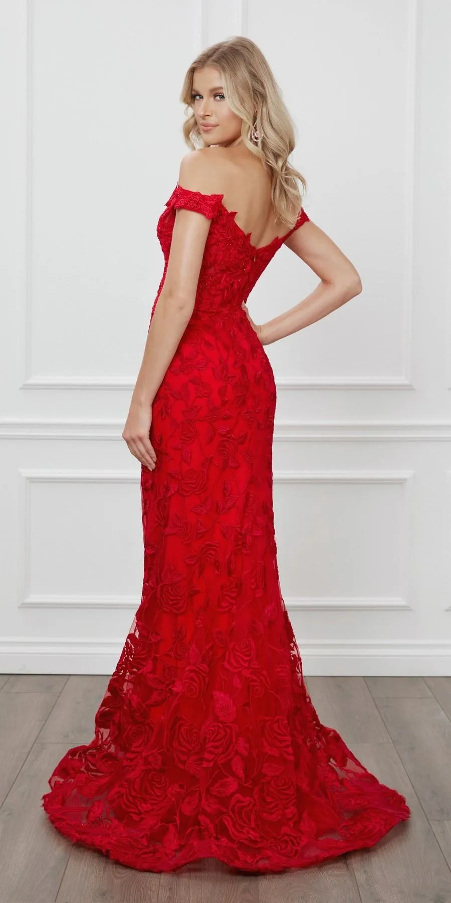 Nox Anabel C439 Off The Shoulder Boho Inspired Lace Mermaid Gown