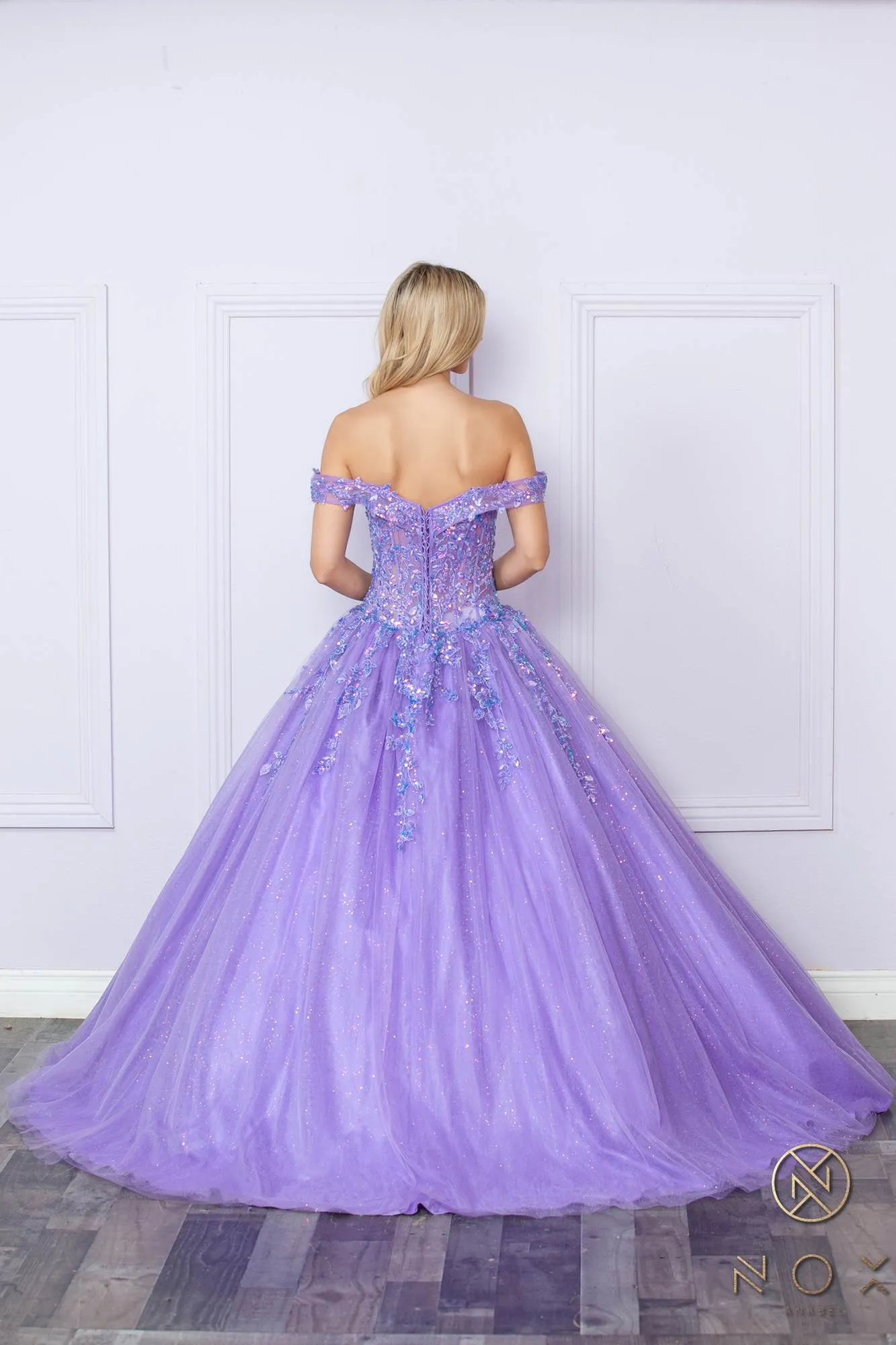 Nox Anabel H1349 Poofy Long Quinceanera Off the Shoulder Ballgown