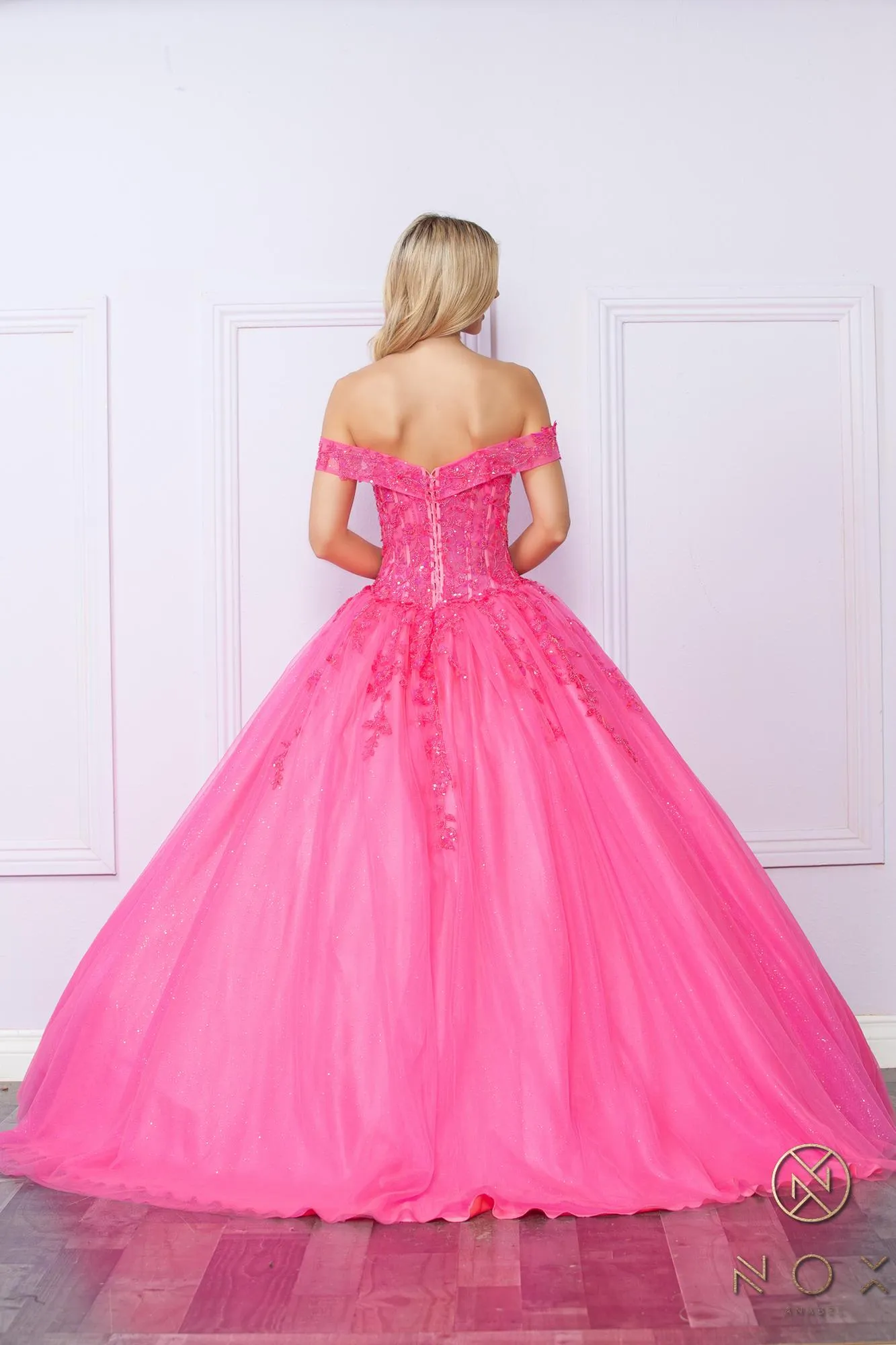 Nox Anabel H1349 Poofy Long Quinceanera Off the Shoulder Ballgown