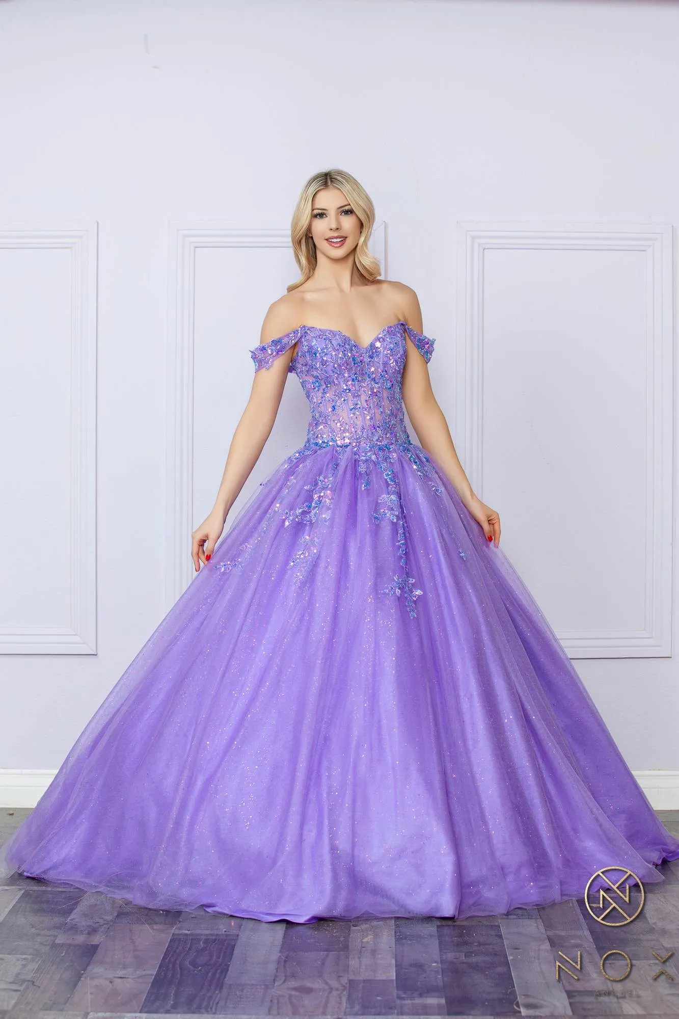 Nox Anabel H1349 Poofy Long Quinceanera Off the Shoulder Ballgown