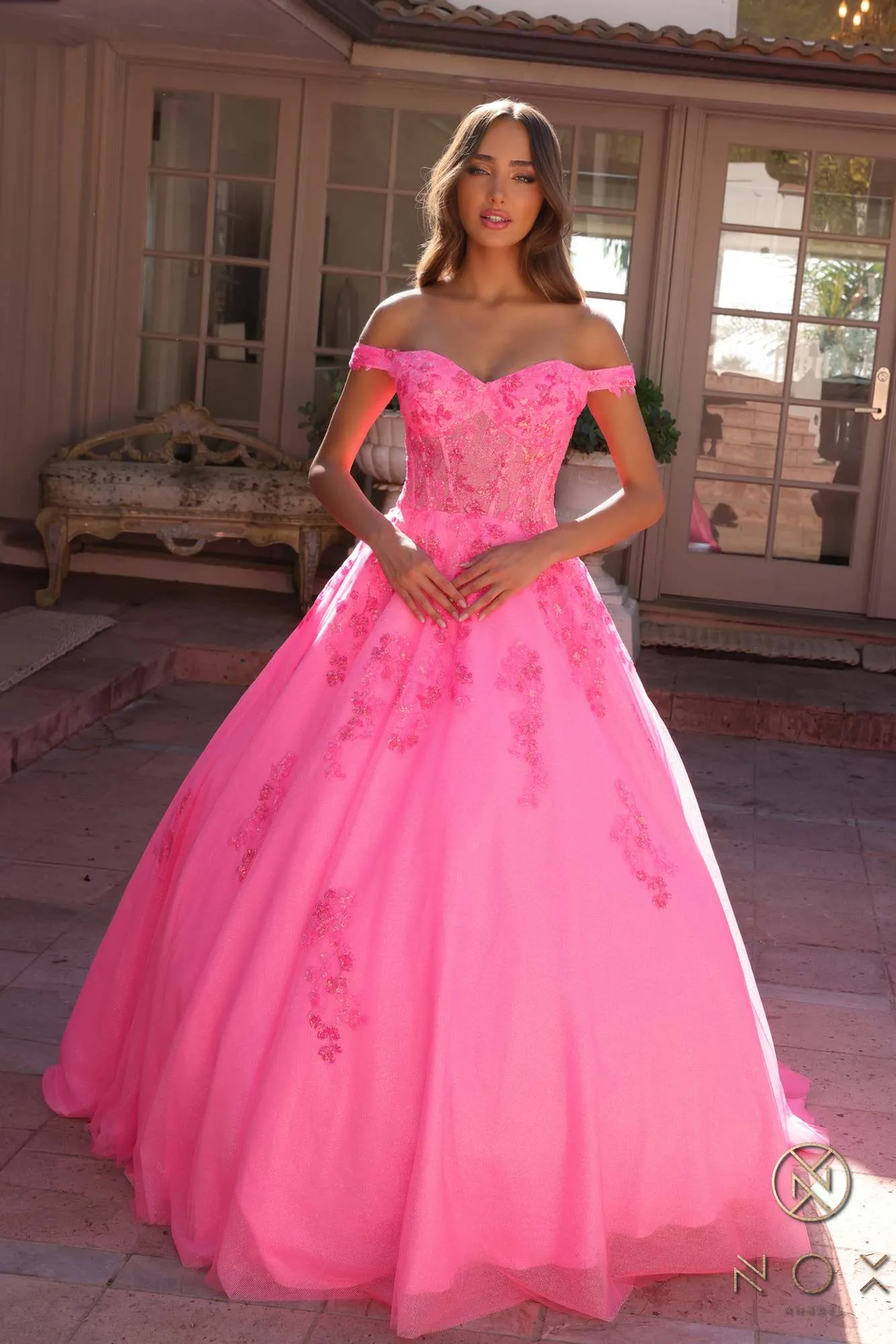 Nox Anabel H1352 Poofy A-Line Ballgown Off the Shoulder Quinceanera Dress