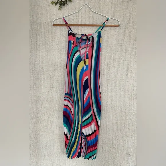 NWT La Blanca Slice of Paradise Pleated Trapeze Dress Medium