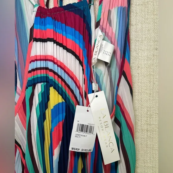 NWT La Blanca Slice of Paradise Pleated Trapeze Dress Medium