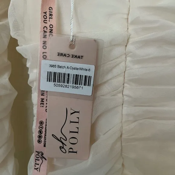 NWT OH POLLY | TRUE FOR YOU Ruched Mesh Cut Out Mini Dress Oyster White | Size 2
