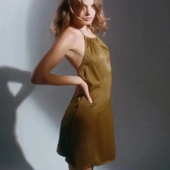 NWT Urban Outfitters Satin Halter Dress Size Medium