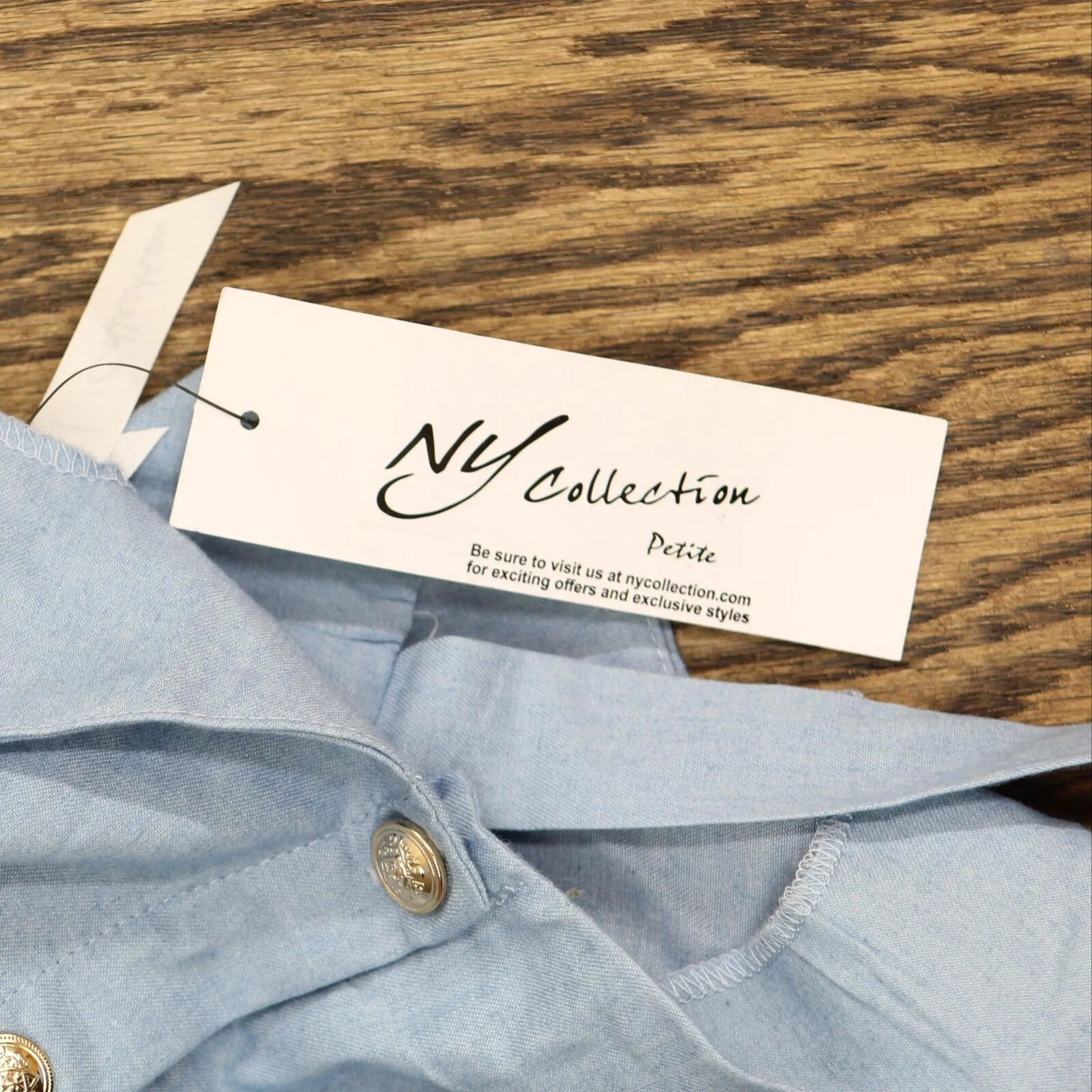 Ny Collection Womens Petite Sweetheart Neck Chambray Sundress PCBD1241