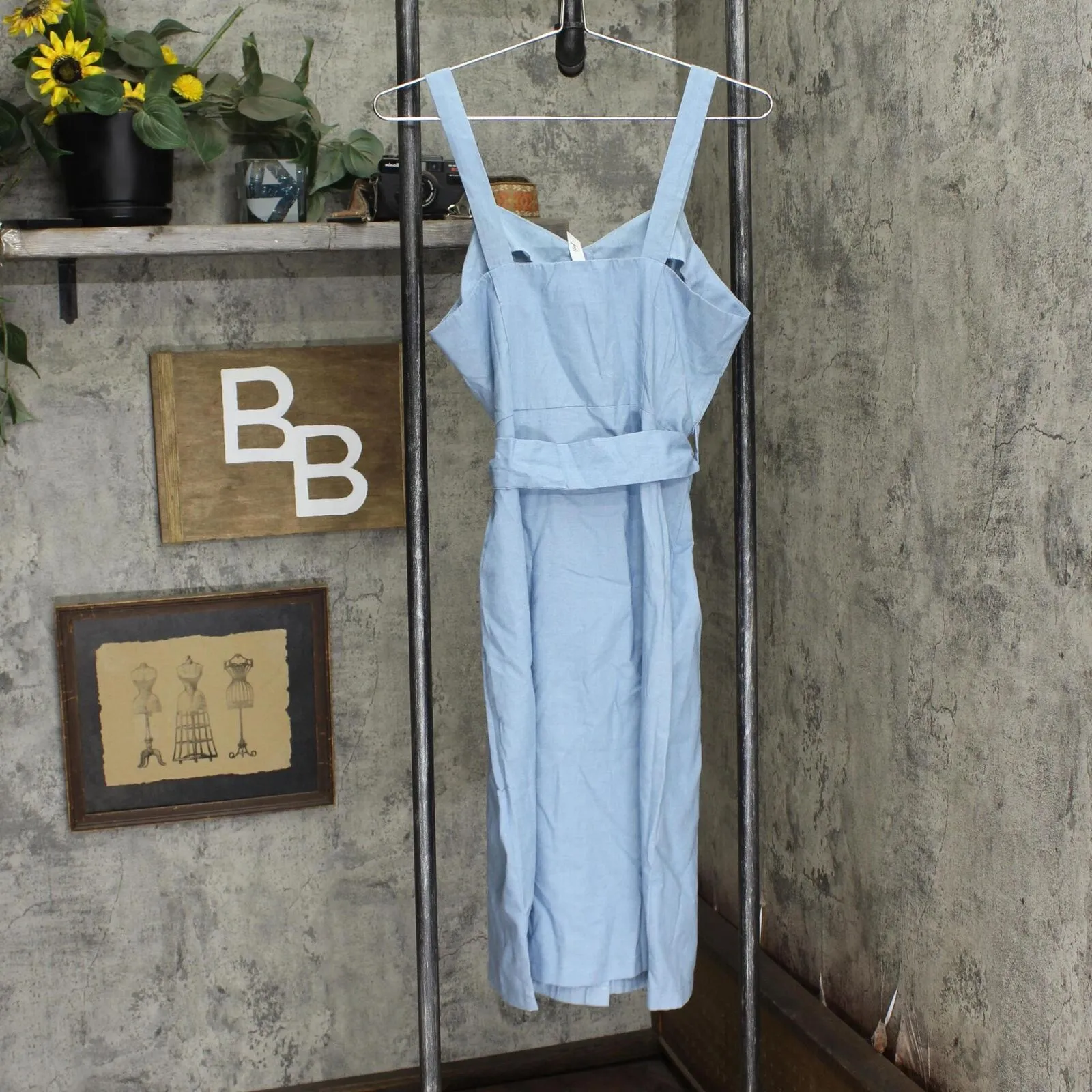 Ny Collection Womens Petite Sweetheart Neck Chambray Sundress PCBD1241