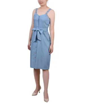 Ny Collection Womens Petite Sweetheart Neck Chambray Sundress PCBD1241