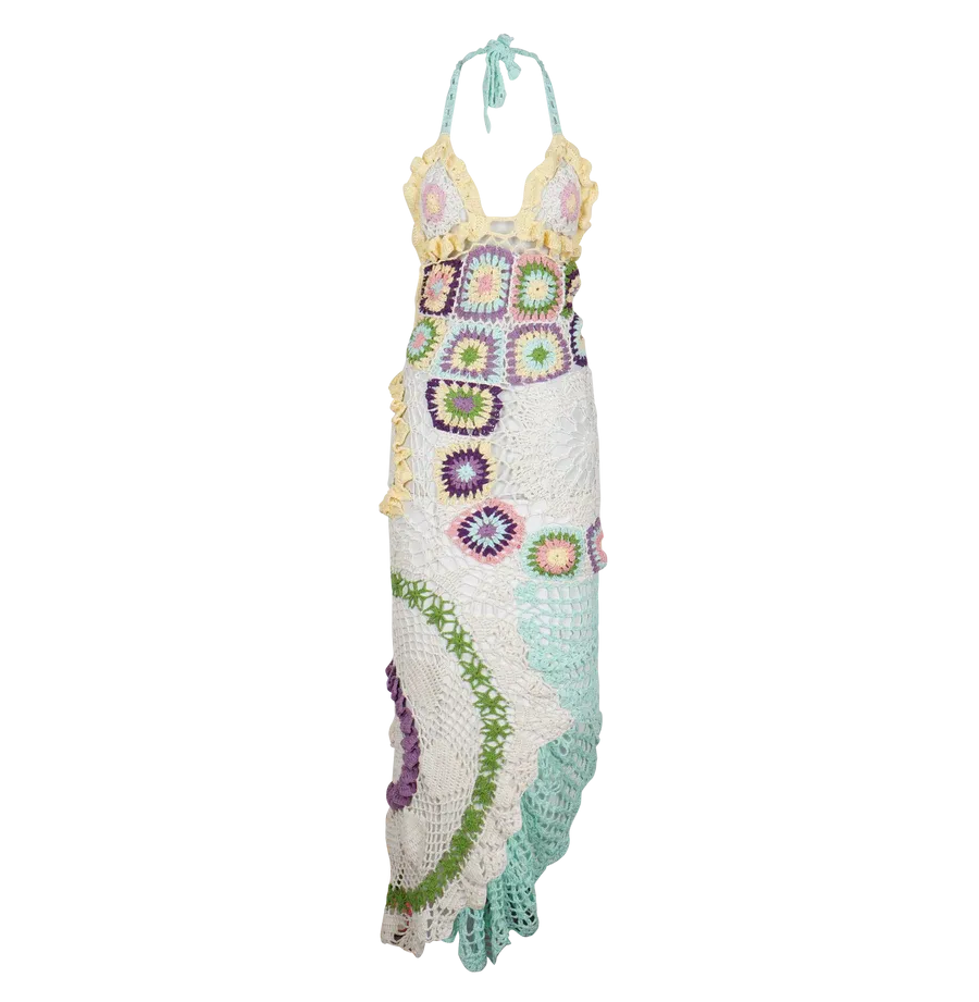 Octavia Crochet Party Dress Multi-Coloured
