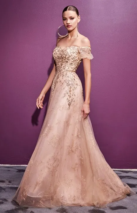 Off shoulder Fairy Dress in Gold-cdc73