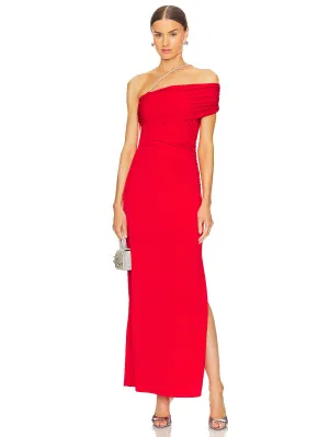 Olivia Red One Shoulder Gown