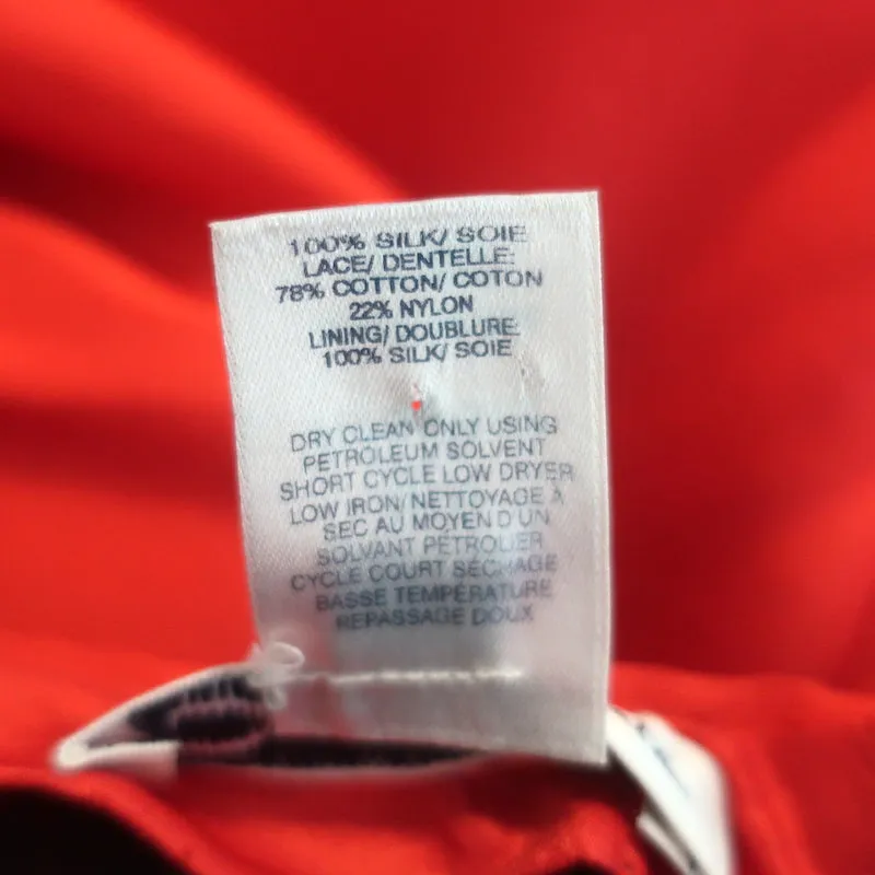 Oscar de la Renta Strapless Pleated Cocktail Dress Red Silk Faille Size 6
