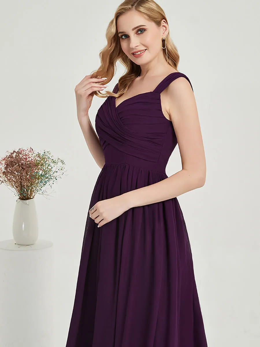 Pale Rose Sweetheart Backless V-Neck Chiffon Maxi Bridesmaid Dress