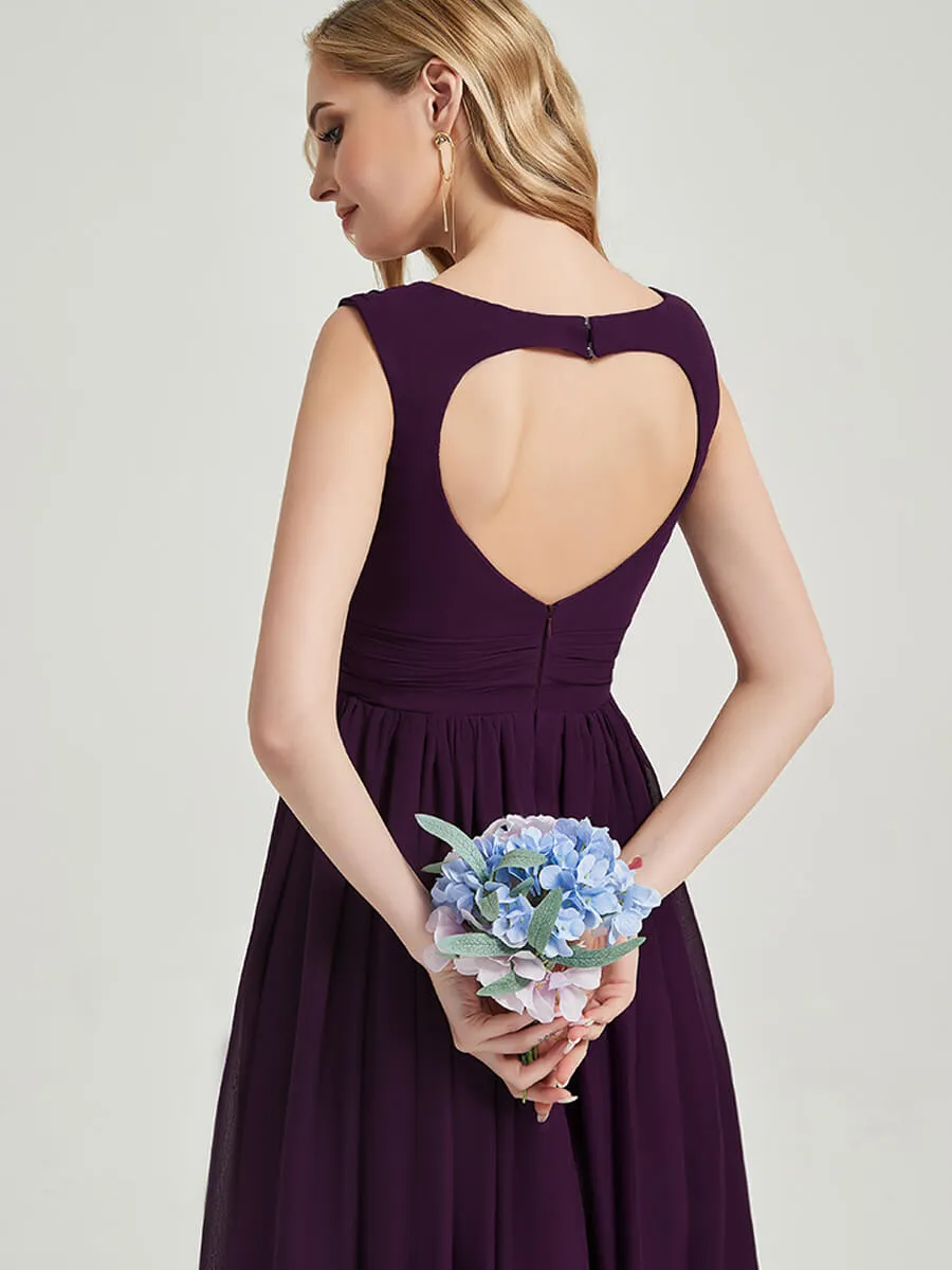 Pale Rose Sweetheart Backless V-Neck Chiffon Maxi Bridesmaid Dress