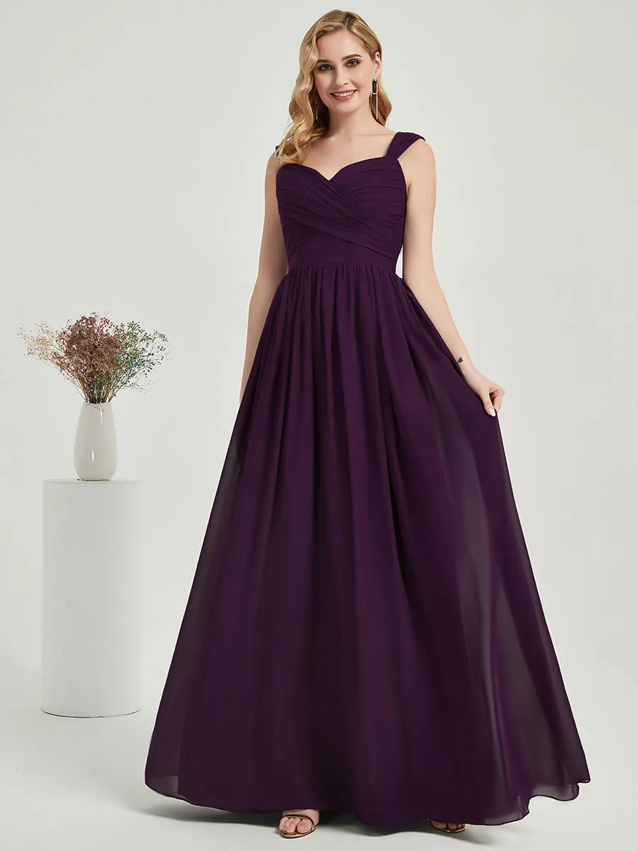 Pale Rose Sweetheart Backless V-Neck Chiffon Maxi Bridesmaid Dress