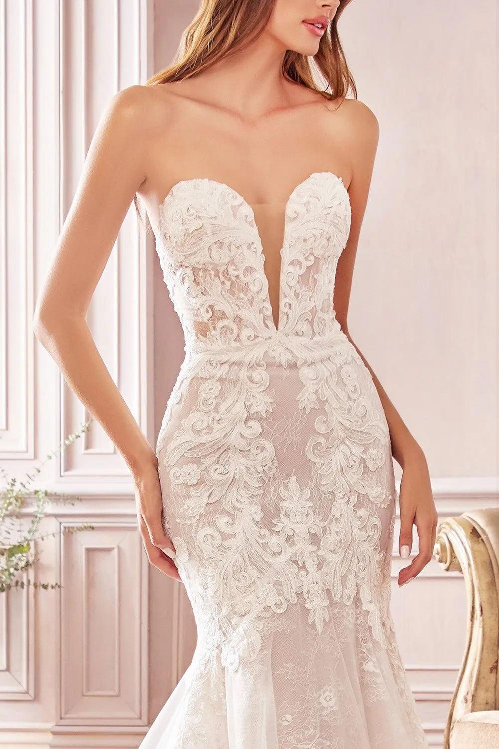 Patrice Wedding Dress Strapless Lace Mermaid 740928HXR-OffWhite/Nude