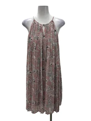 Pink Paisley Print Pleated Dress