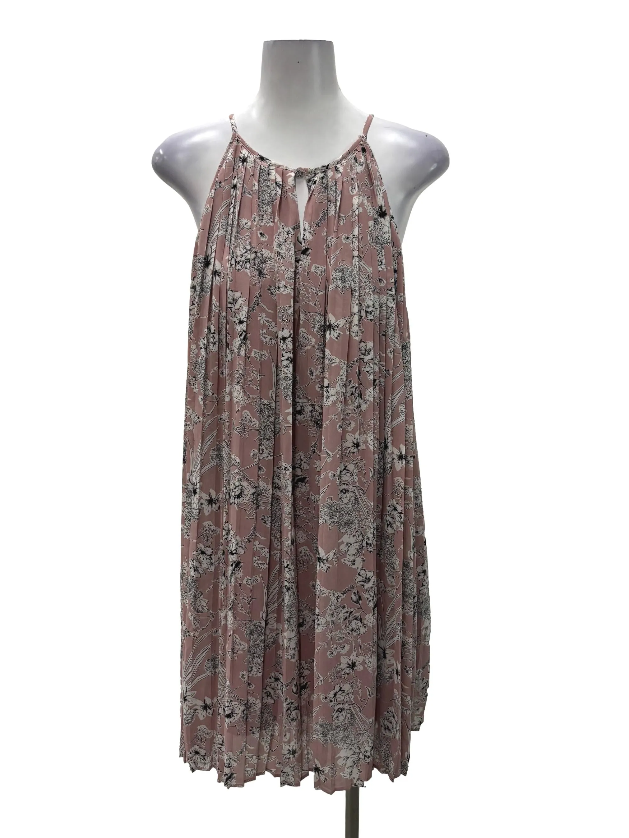 Pink Paisley Print Pleated Dress