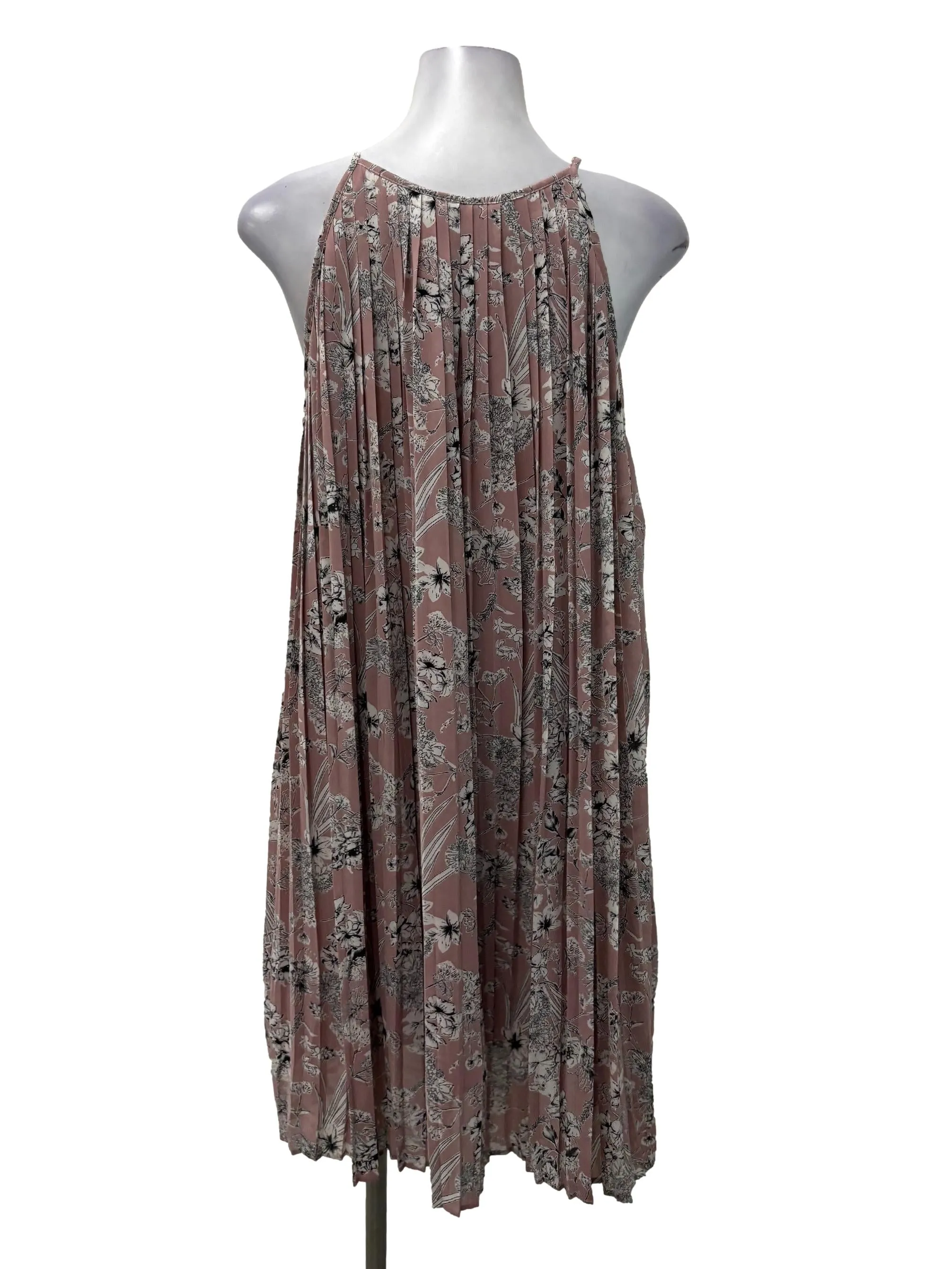Pink Paisley Print Pleated Dress