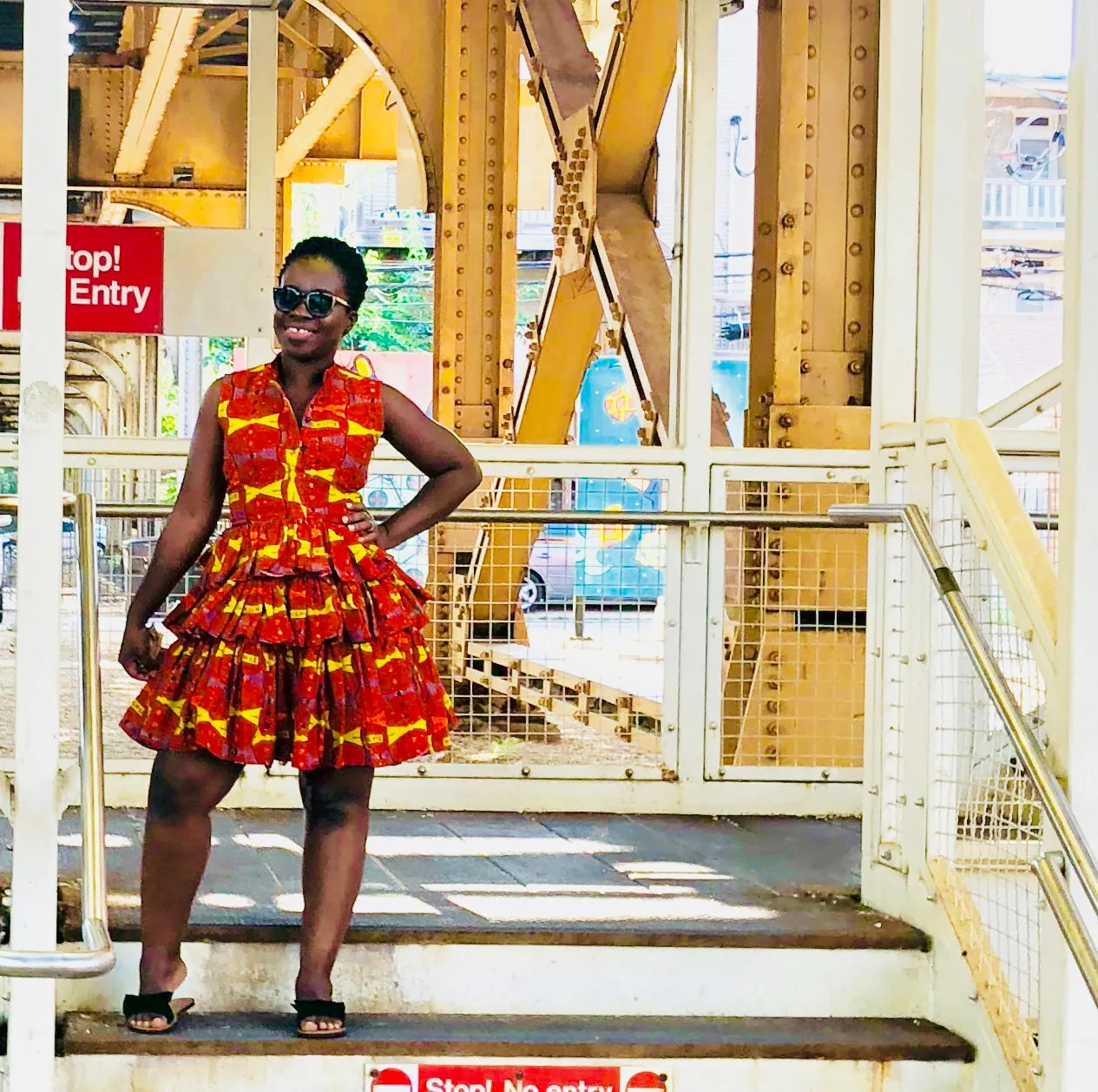 Pleated ankara dress