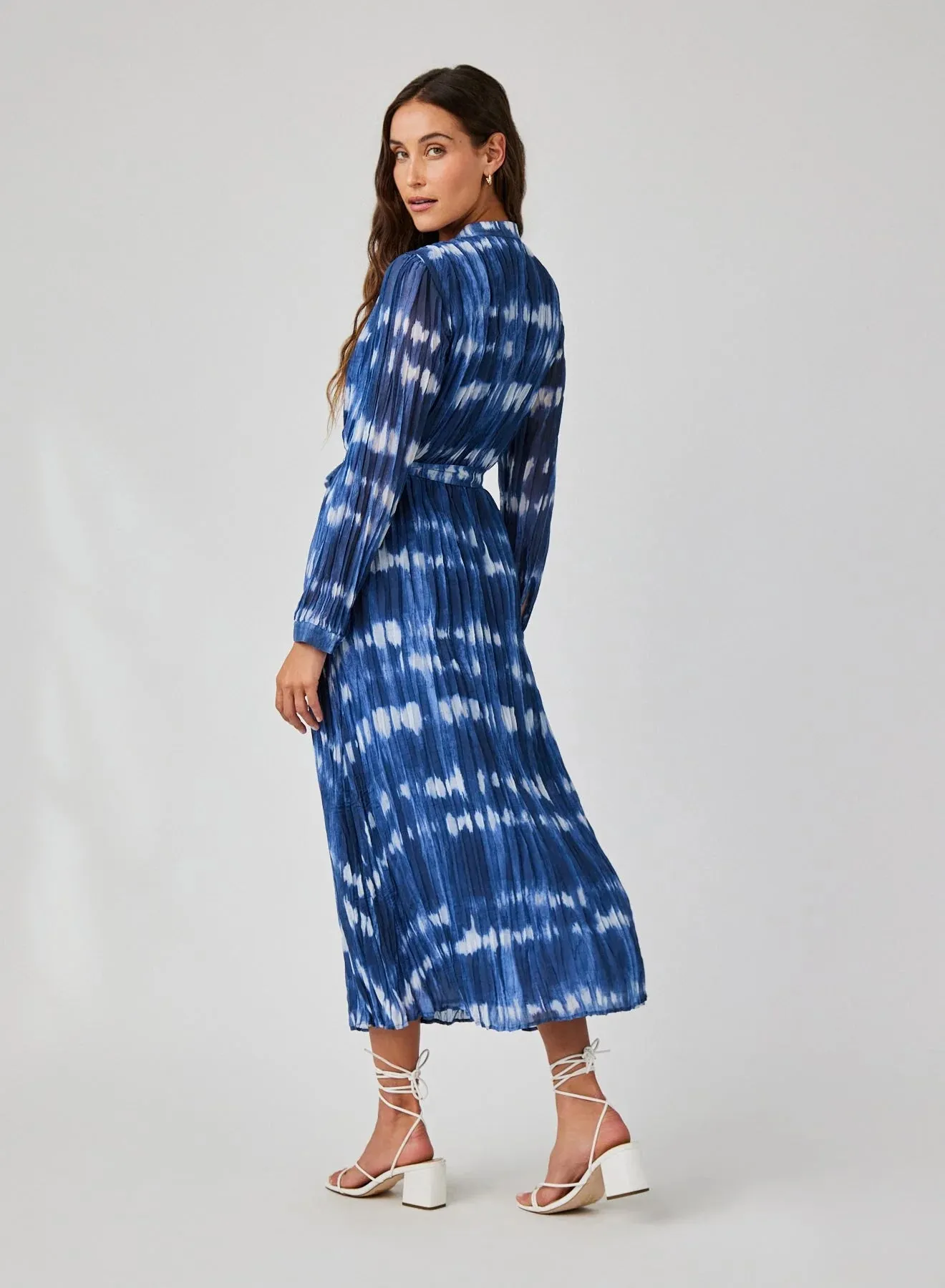 Pleated Maxi Shirt Dress