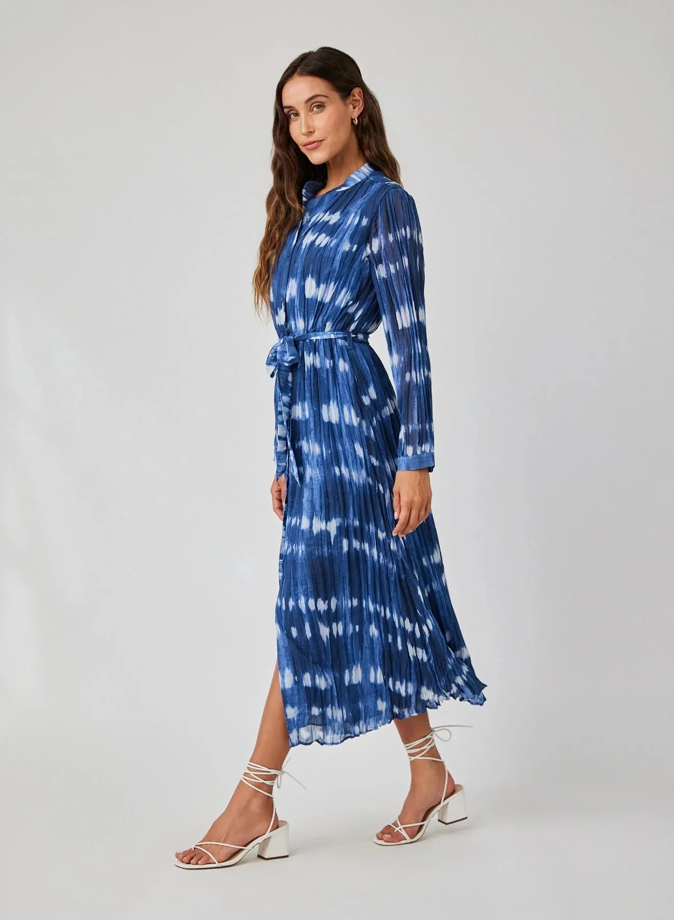Pleated Maxi Shirt Dress