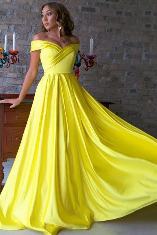 Pleated Off-the-shoulder Long Prom Dress Websites