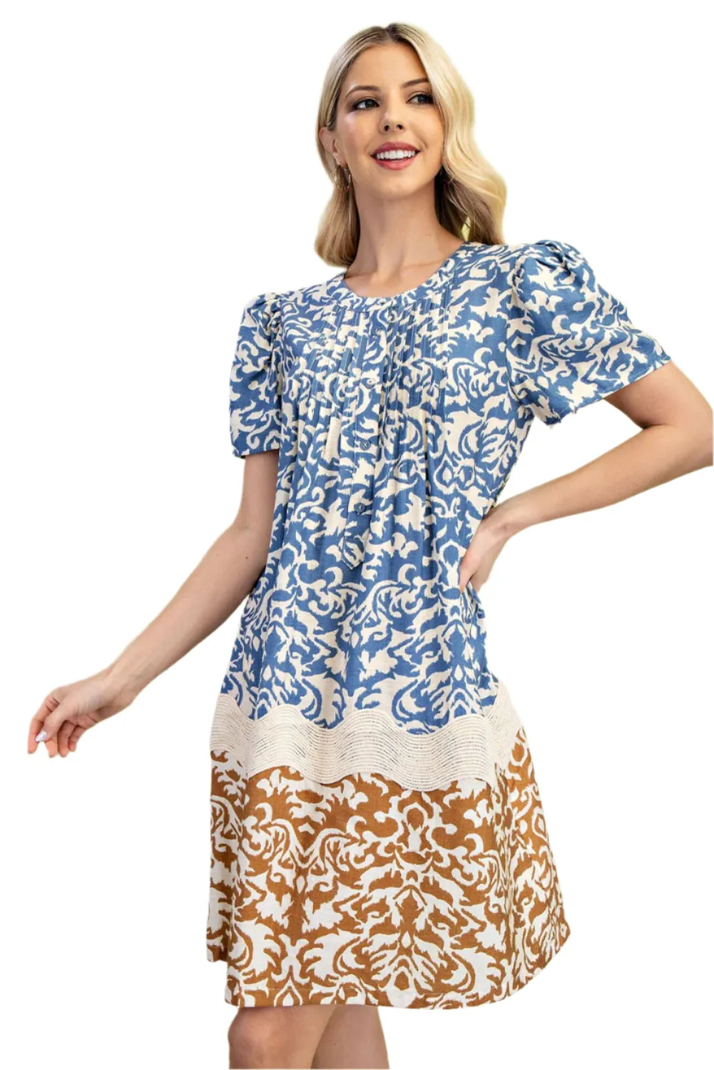 Pleated Two-Toned Dress