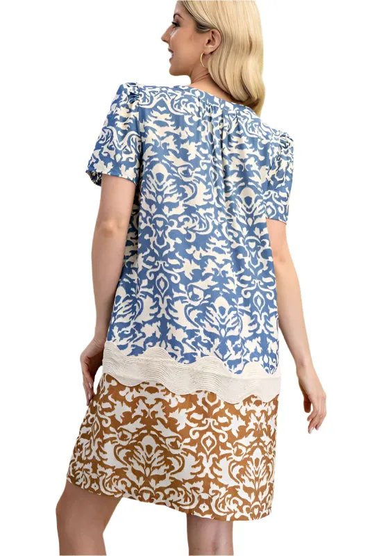 Pleated Two-Toned Dress