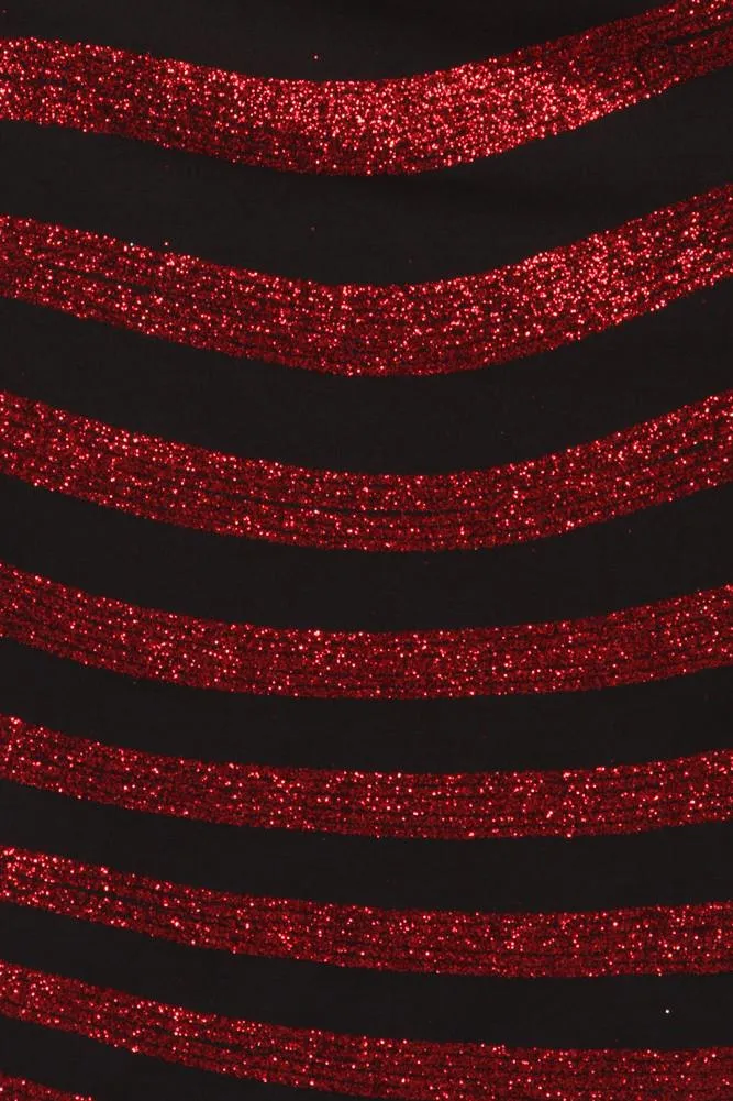 Plus Size Sparkling Sweetheart Neck Stripe Dress