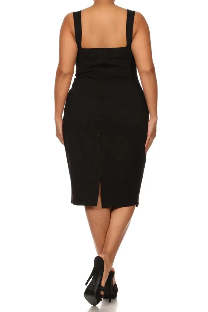 Plus Size Sparkling Sweetheart Neck Stripe Dress