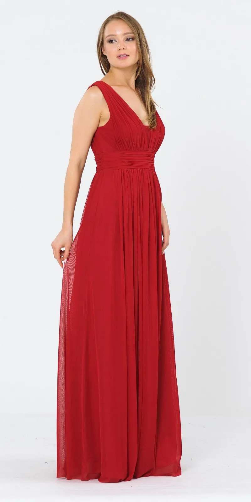 Poly USA 8408 V-Neck and Back Long Dress Sleeveless