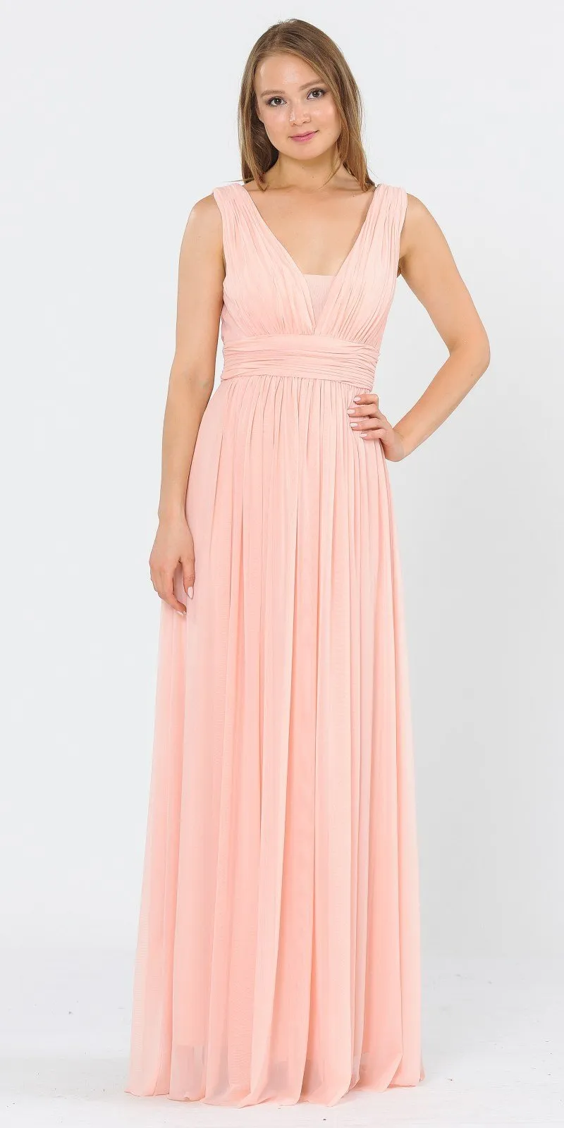 Poly USA 8408 V-Neck and Back Long Dress Sleeveless
