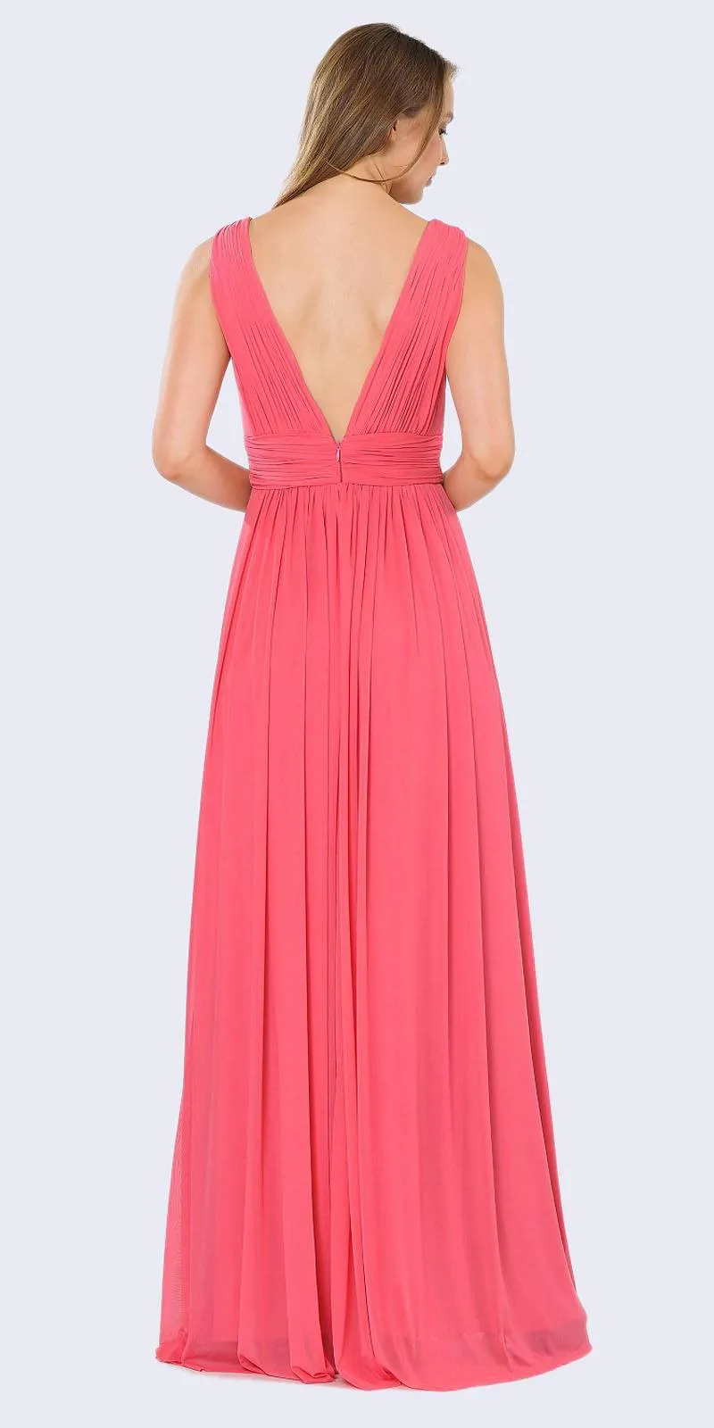 Poly USA 8408 V-Neck and Back Long Dress Sleeveless
