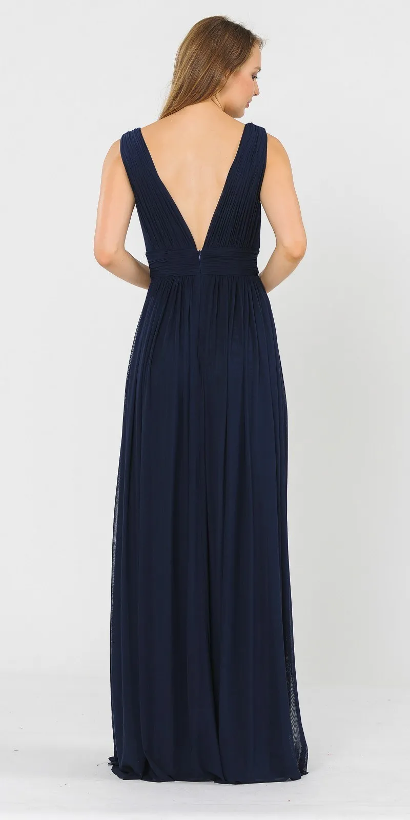 Poly USA 8408 V-Neck and Back Long Dress Sleeveless
