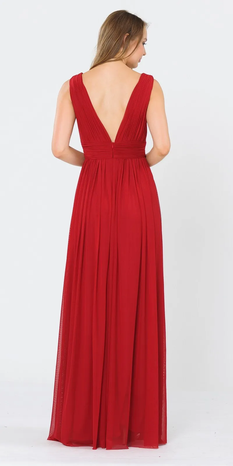 Poly USA 8408 V-Neck and Back Long Dress Sleeveless
