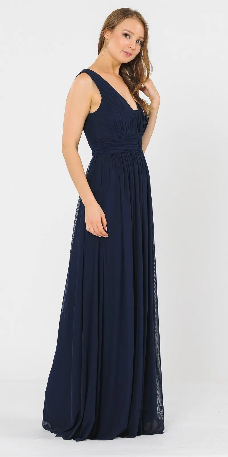 Poly USA 8408 V-Neck and Back Long Dress Sleeveless