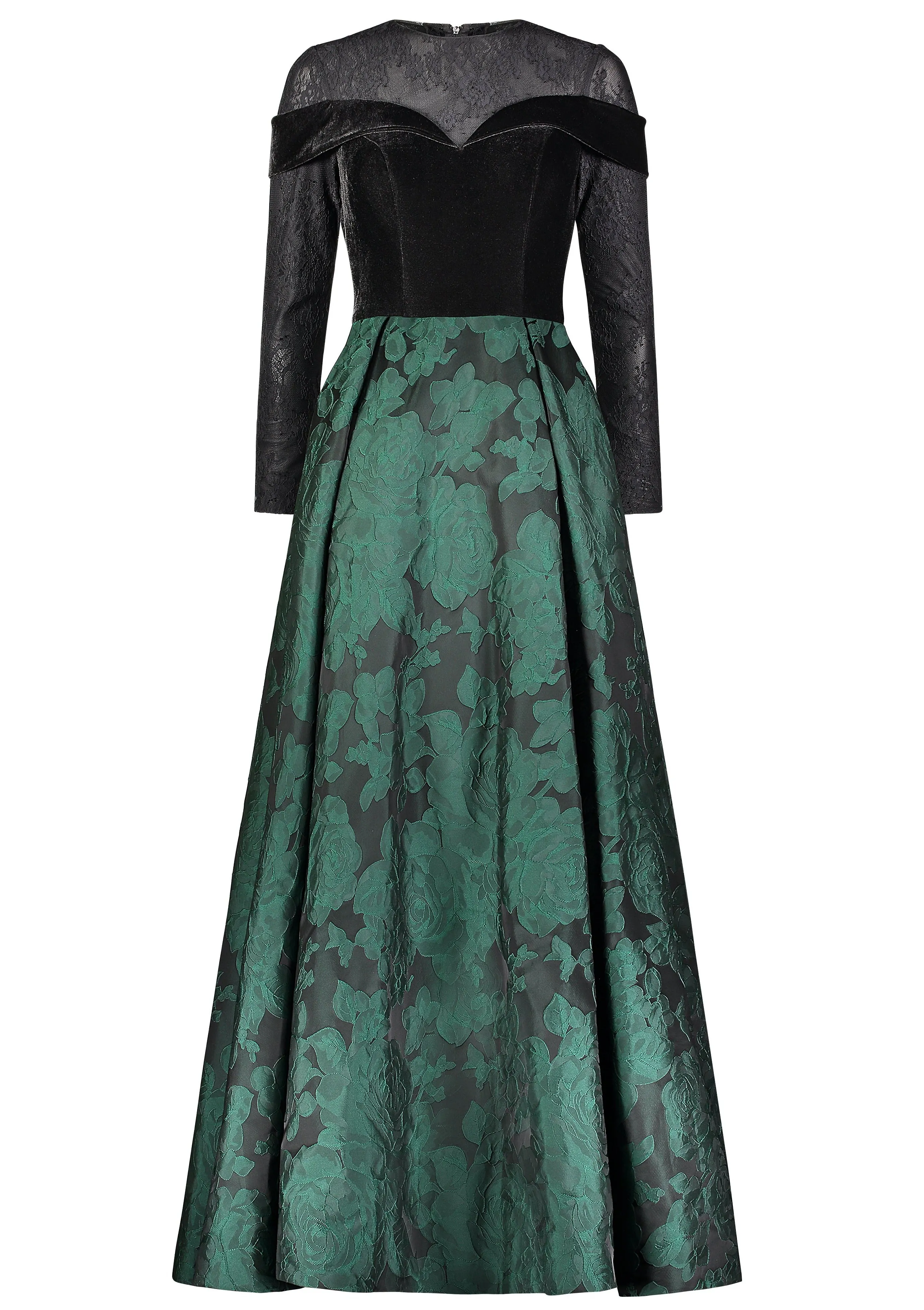Powder • Lace, Velvet and Jacquard Gown