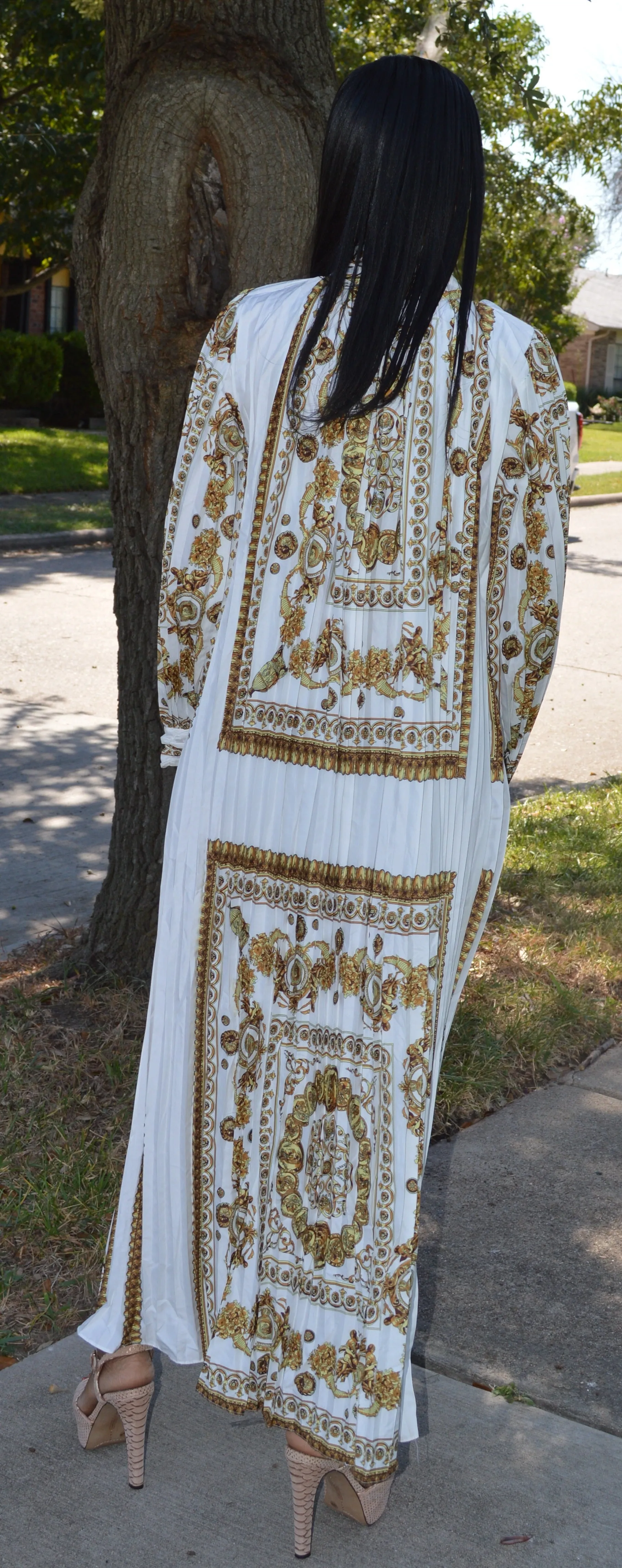 Print Pleated Oversize Dress