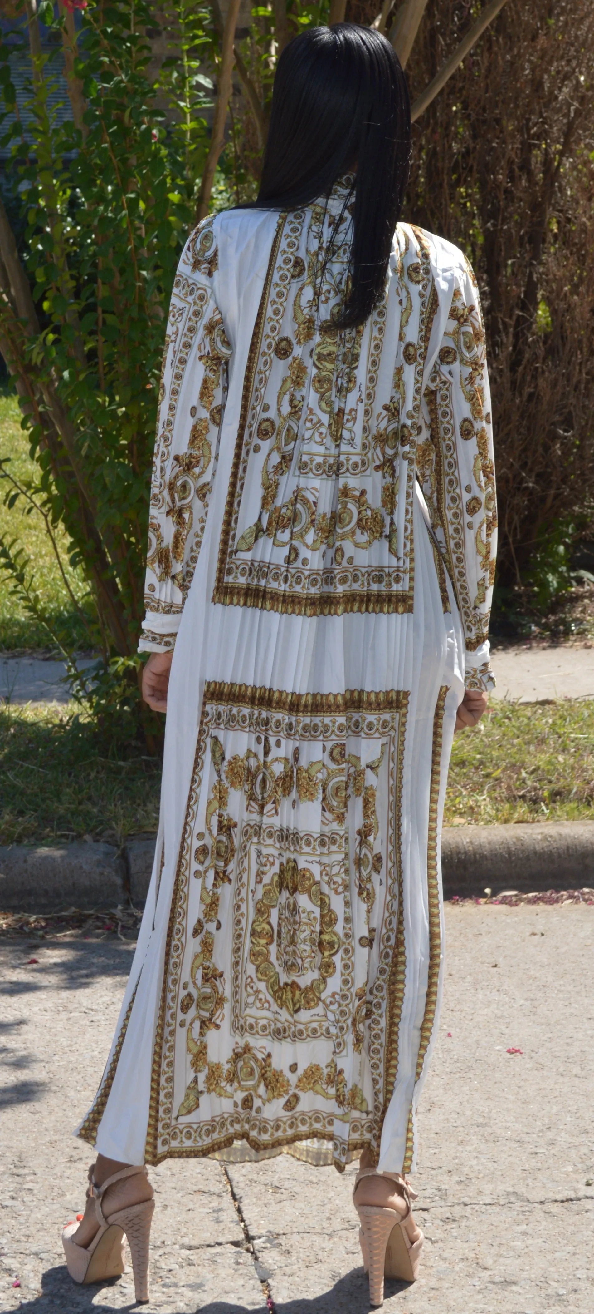 Print Pleated Oversize Dress
