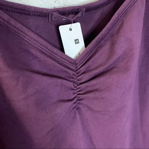 Revolve LAmade V-neck Ruched Short Slip Dress Aubergine Size Small NWT