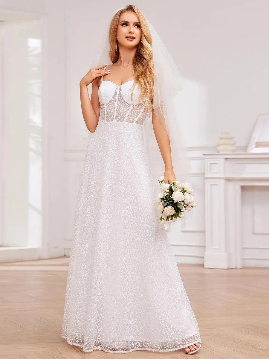 Robe de soirée élégante à bretelles spaghetti et sequins